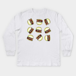 Burgers Everywhere. Pattern Kids Long Sleeve T-Shirt